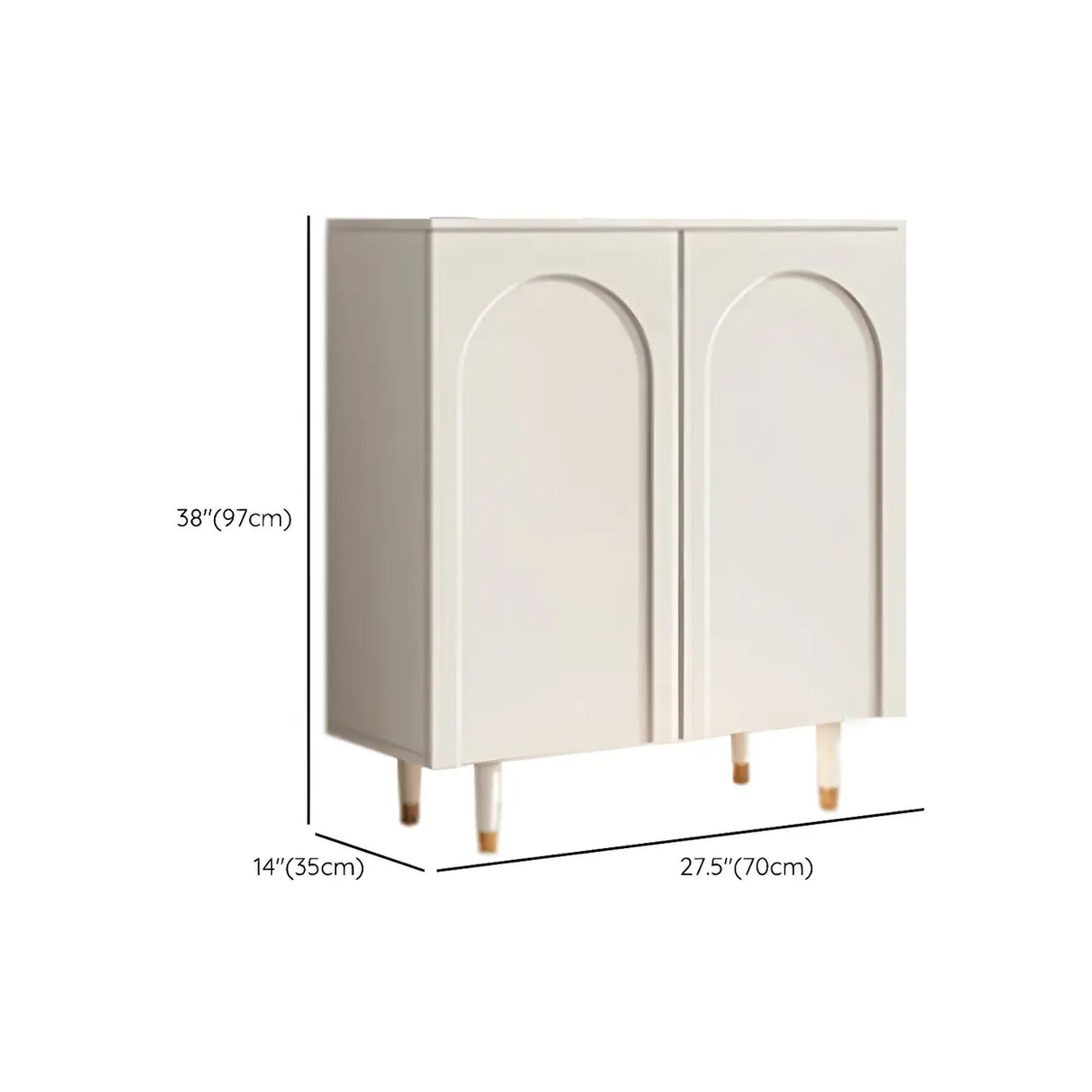 Arched Door Wood White Adjustable Shelves Shoe Cabinet Image - 15