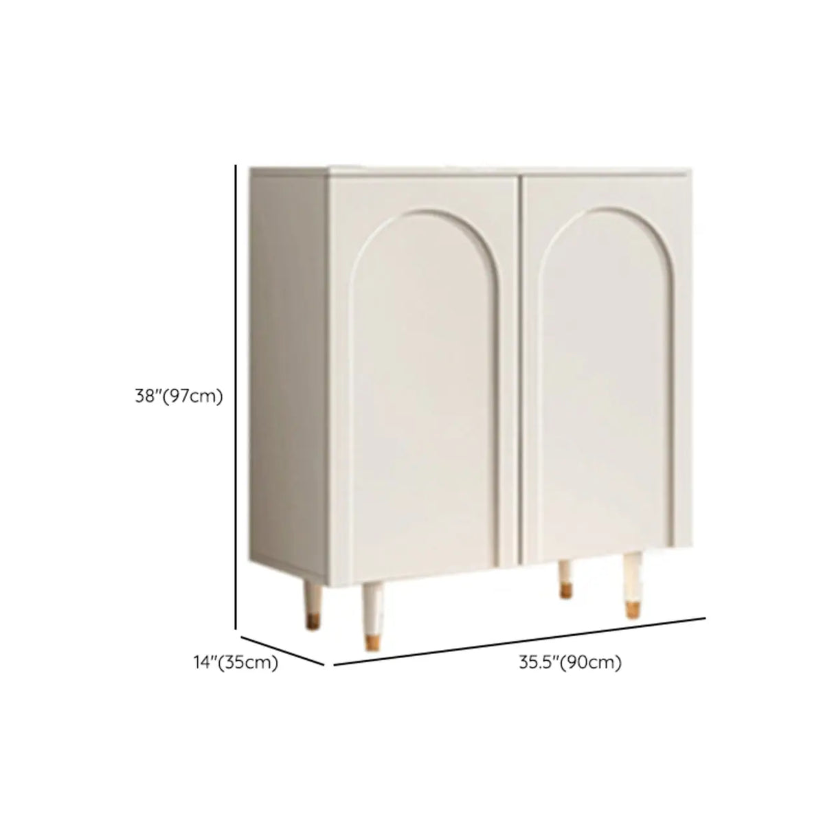 Arched Door Wood White Adjustable Shelves Shoe Cabinet Image - 16