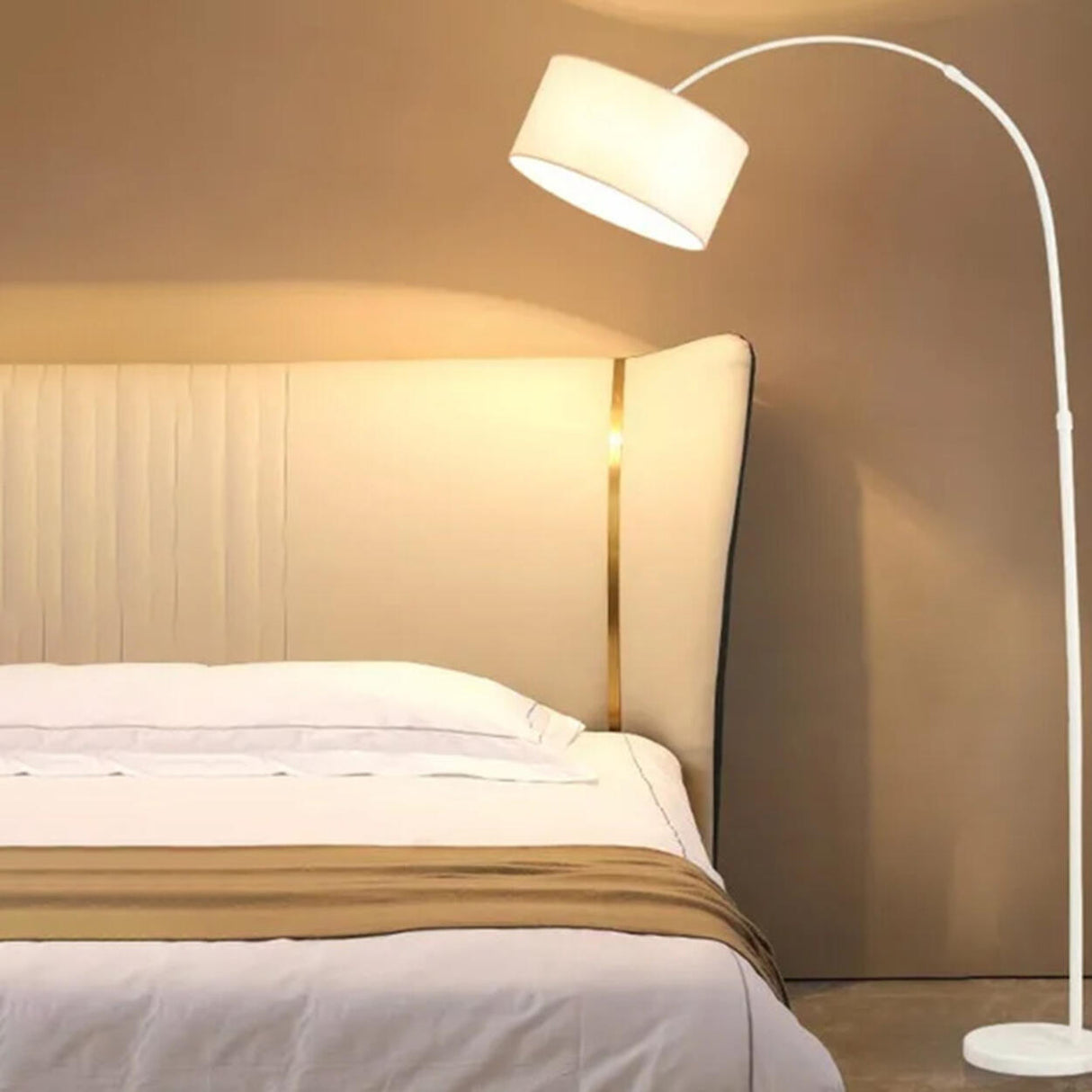 Arched Drum Shade Modern Adjustable Metal Floor Lamp Image - 6