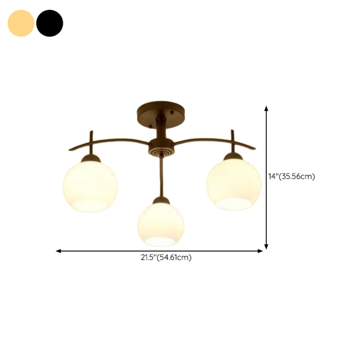 Arched Multi-Head Gold Semi-Flush Mount Light 8-Light