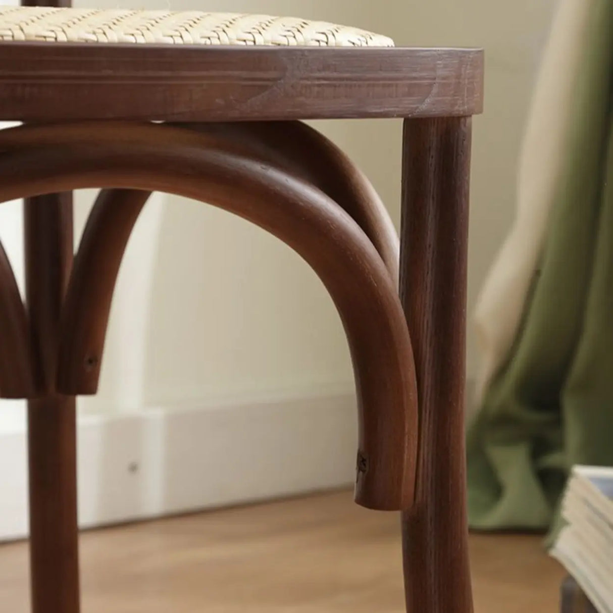 Arched Open Slatted Back Wooden Dining Chair Brown Image - 11