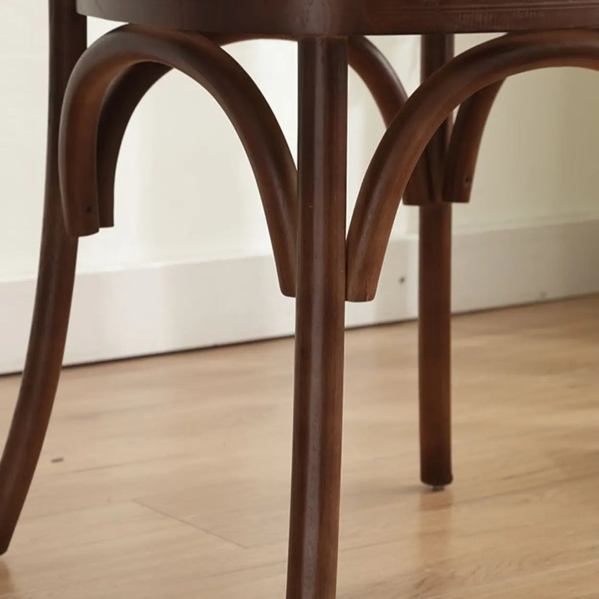 Arched Open Slatted Back Wooden Dining Chair Brown Image - 16