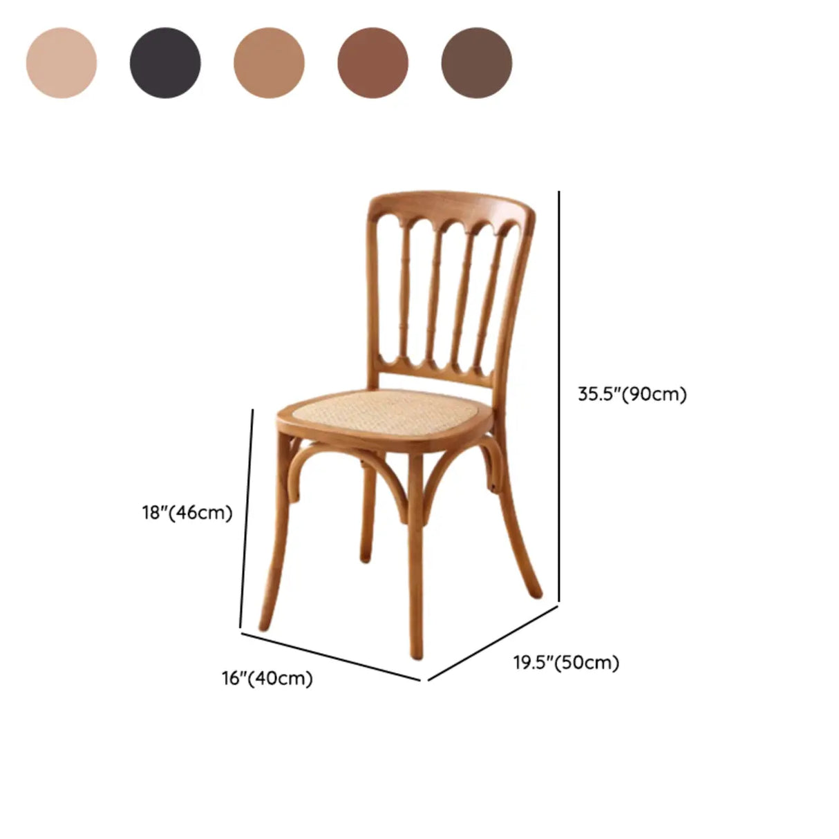 Arched Open Slatted Back Wooden Dining Chair Brown