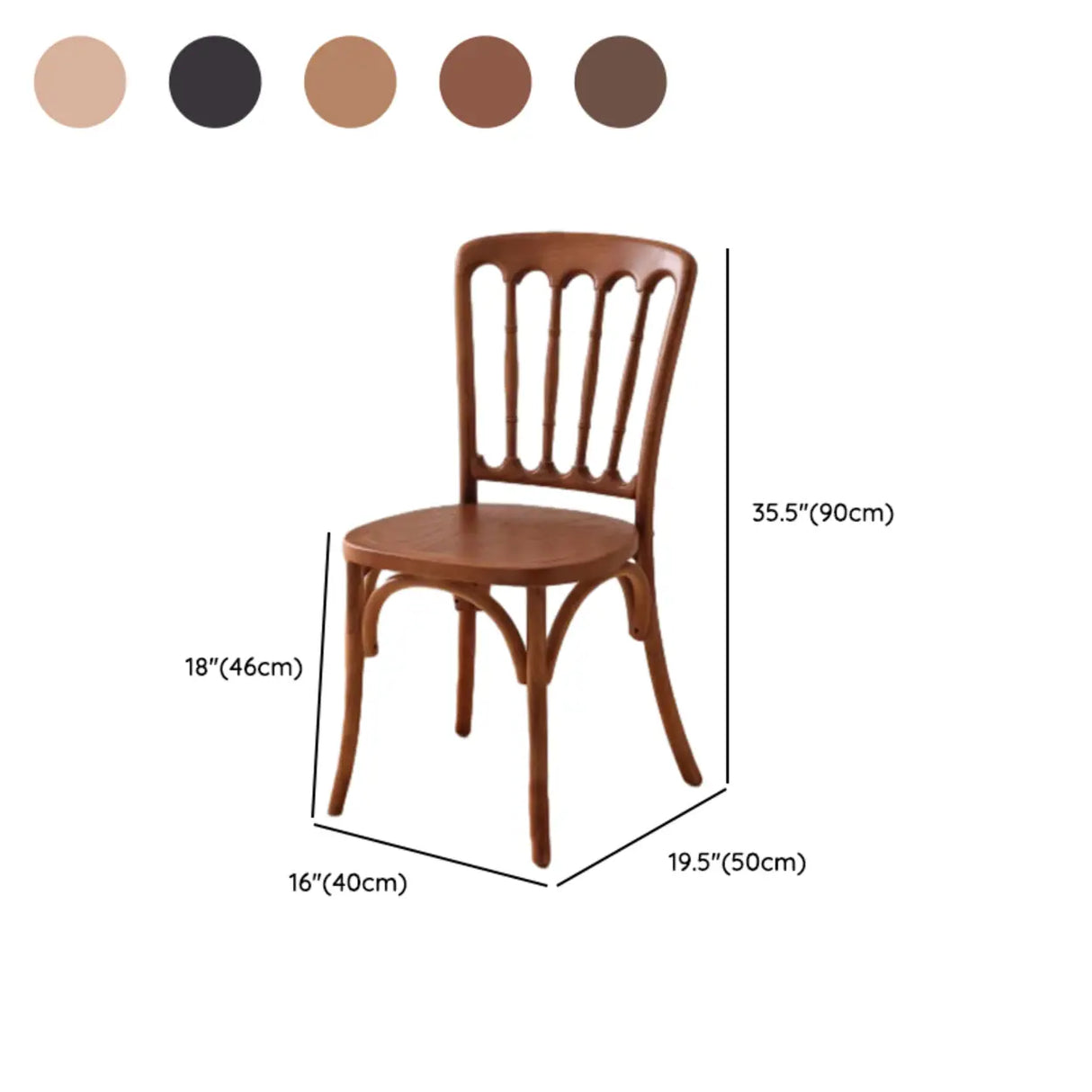 Arched Open Slatted Back Wooden Dining Chair Brown Image - 24
