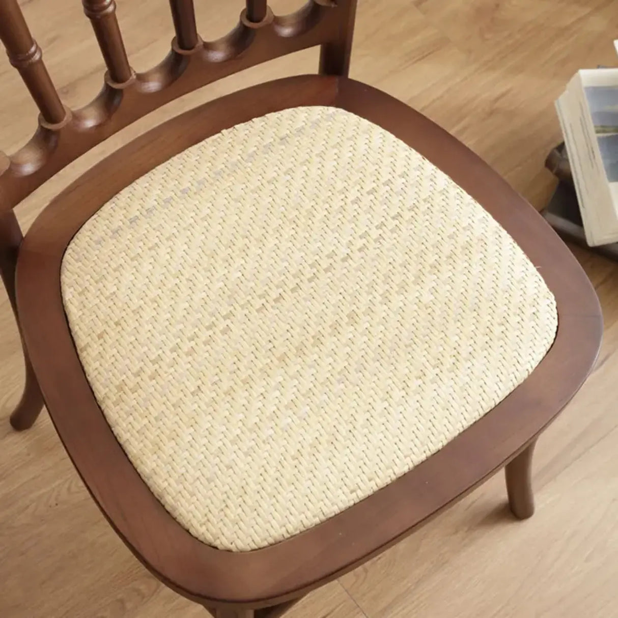 Arched Open Slatted Back Wooden Dining Chair Brown Image - 8