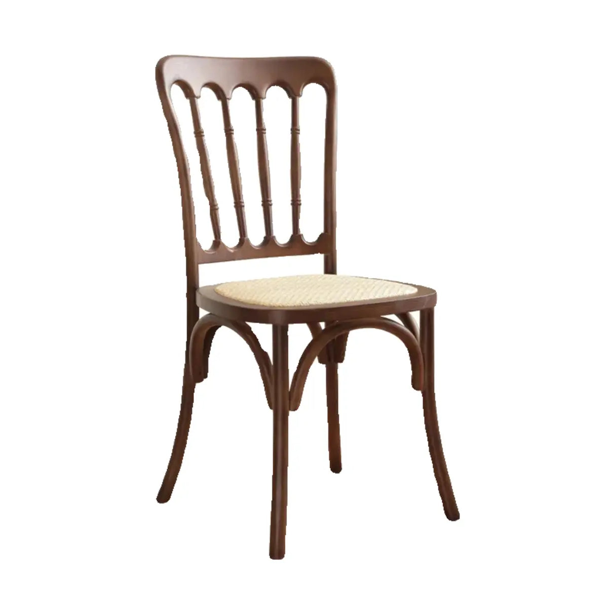 Arched Open Slatted Back Wooden Dining Chair Brown Image - 9