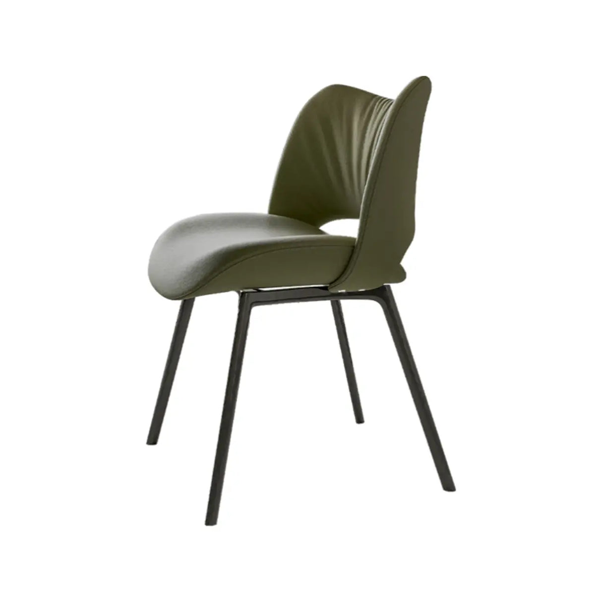 Armless Curved Back Faux Leather Metal Dining Chair Image - 6