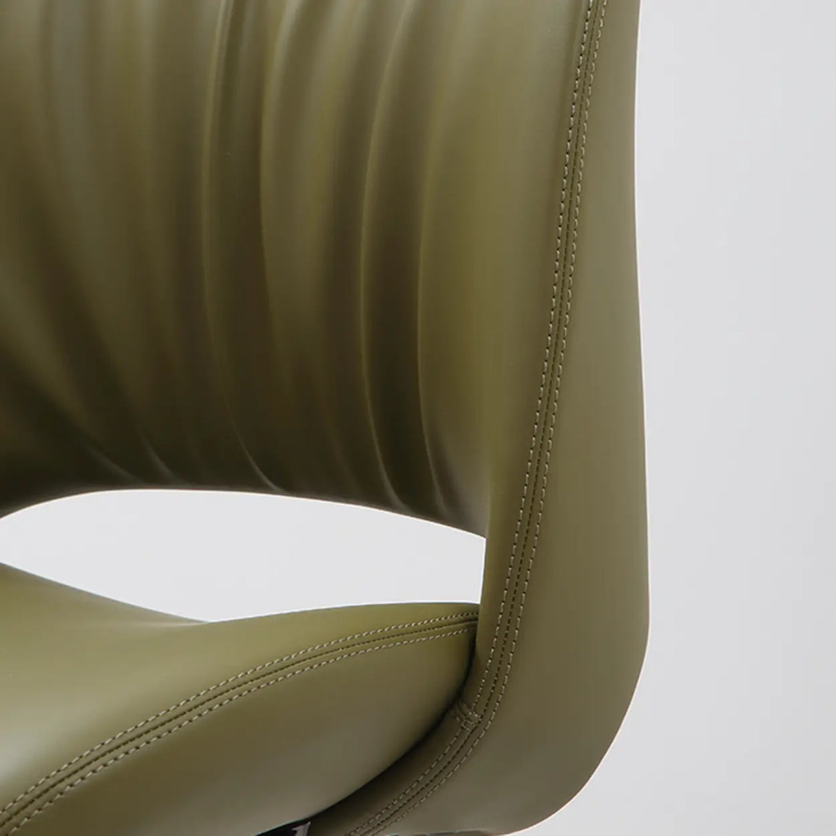 Armless Curved Back Faux Leather Metal Dining Chair Image - 7