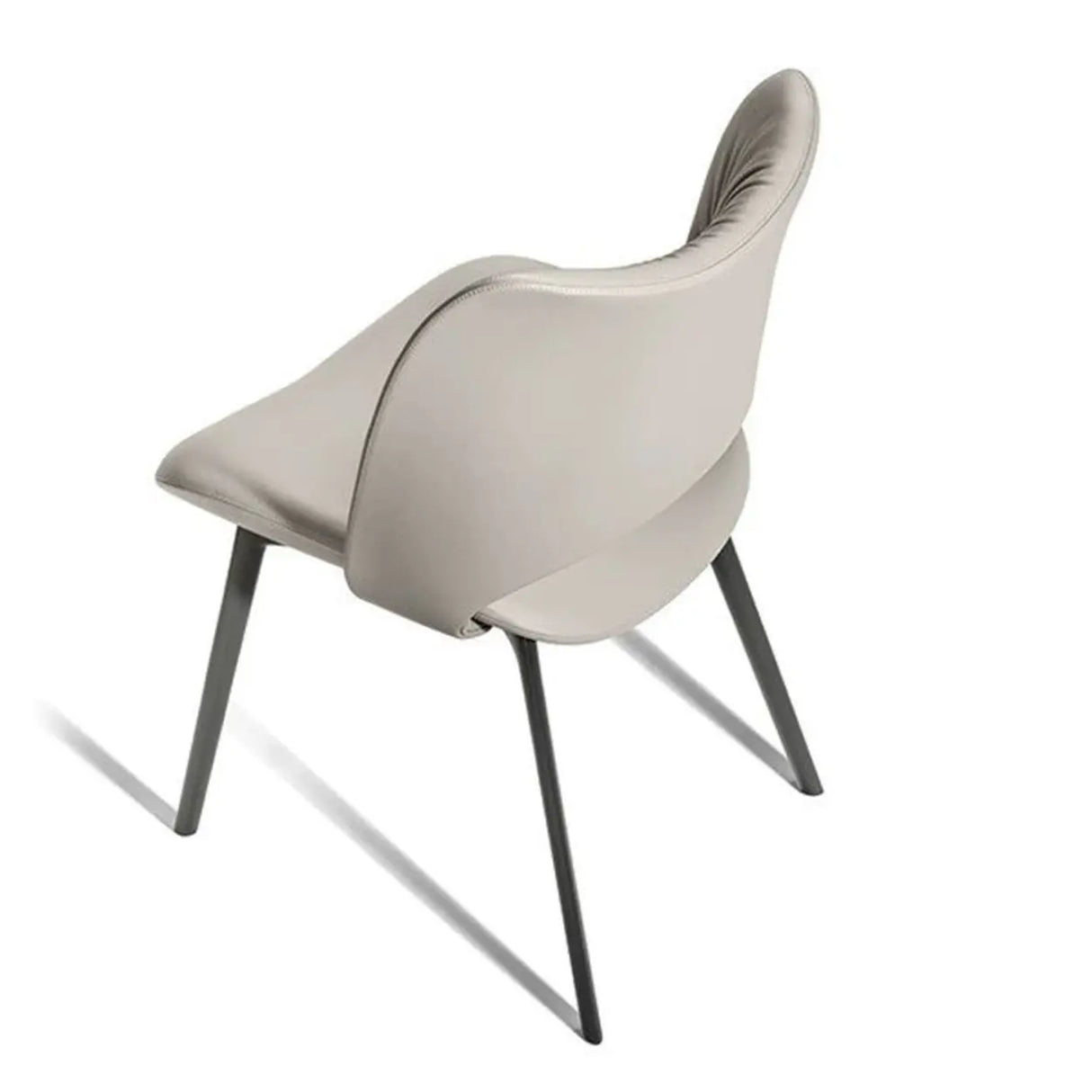 Armless Curved Back Leather Parsons Dining Chair Grey Image - 11