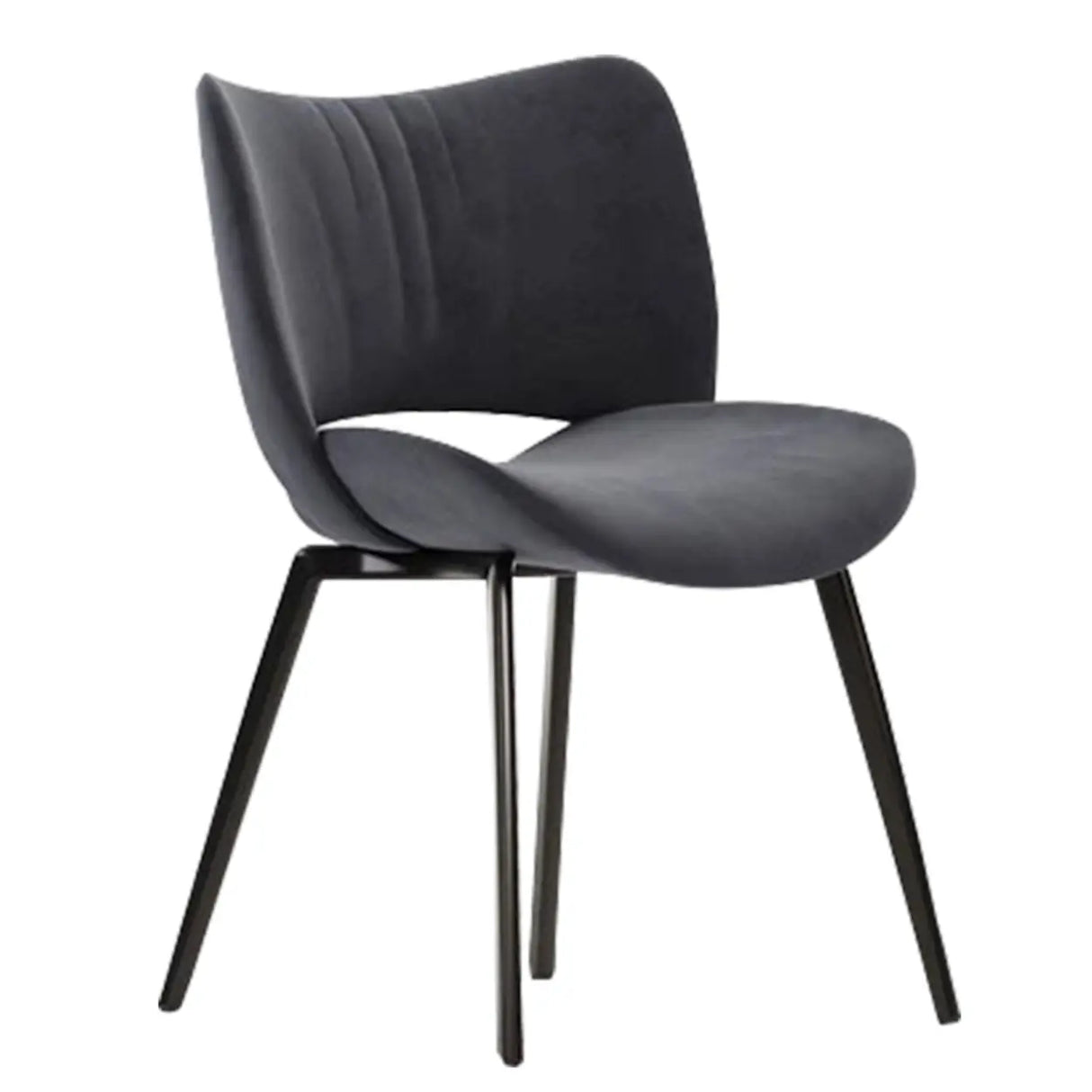 Armless Curved Back Leather Parsons Dining Chair Grey Image - 7