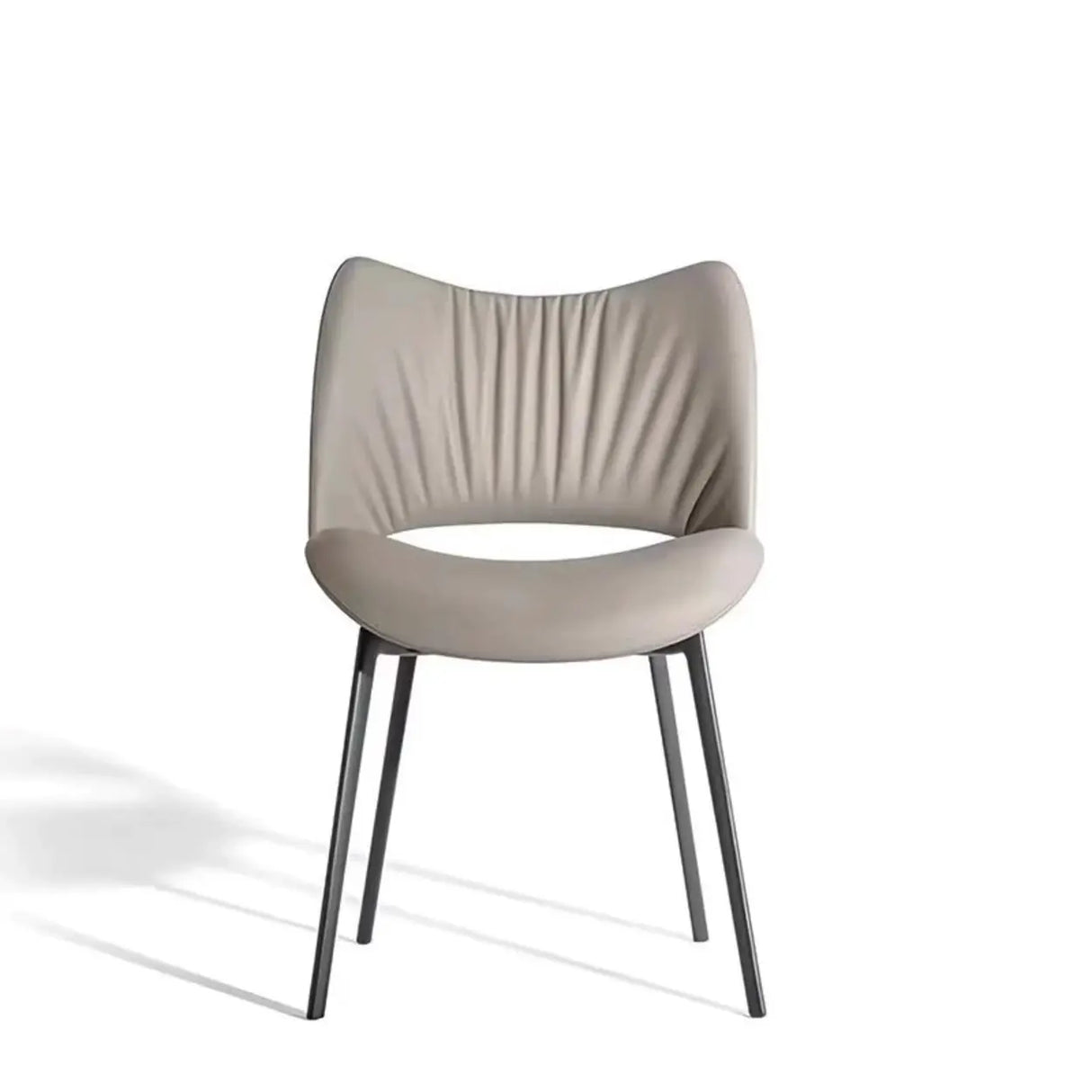 Armless Curved Back Leather Parsons Dining Chair Grey Image - 9