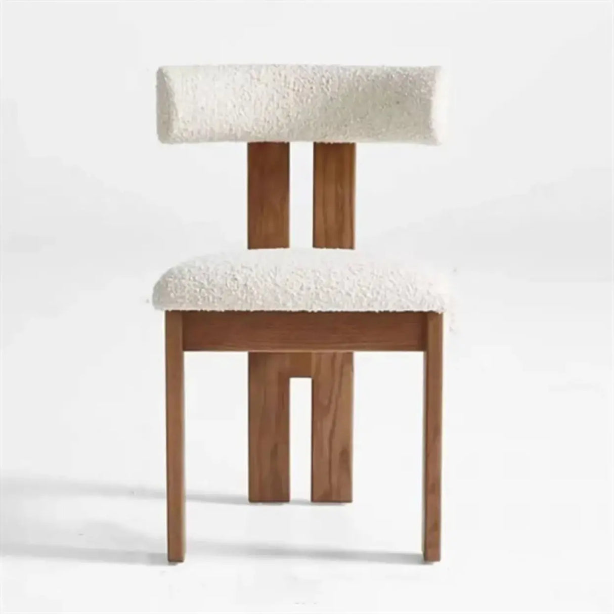 Armless Curved Back Wood Upholstered Dining Chair Green Image - 5