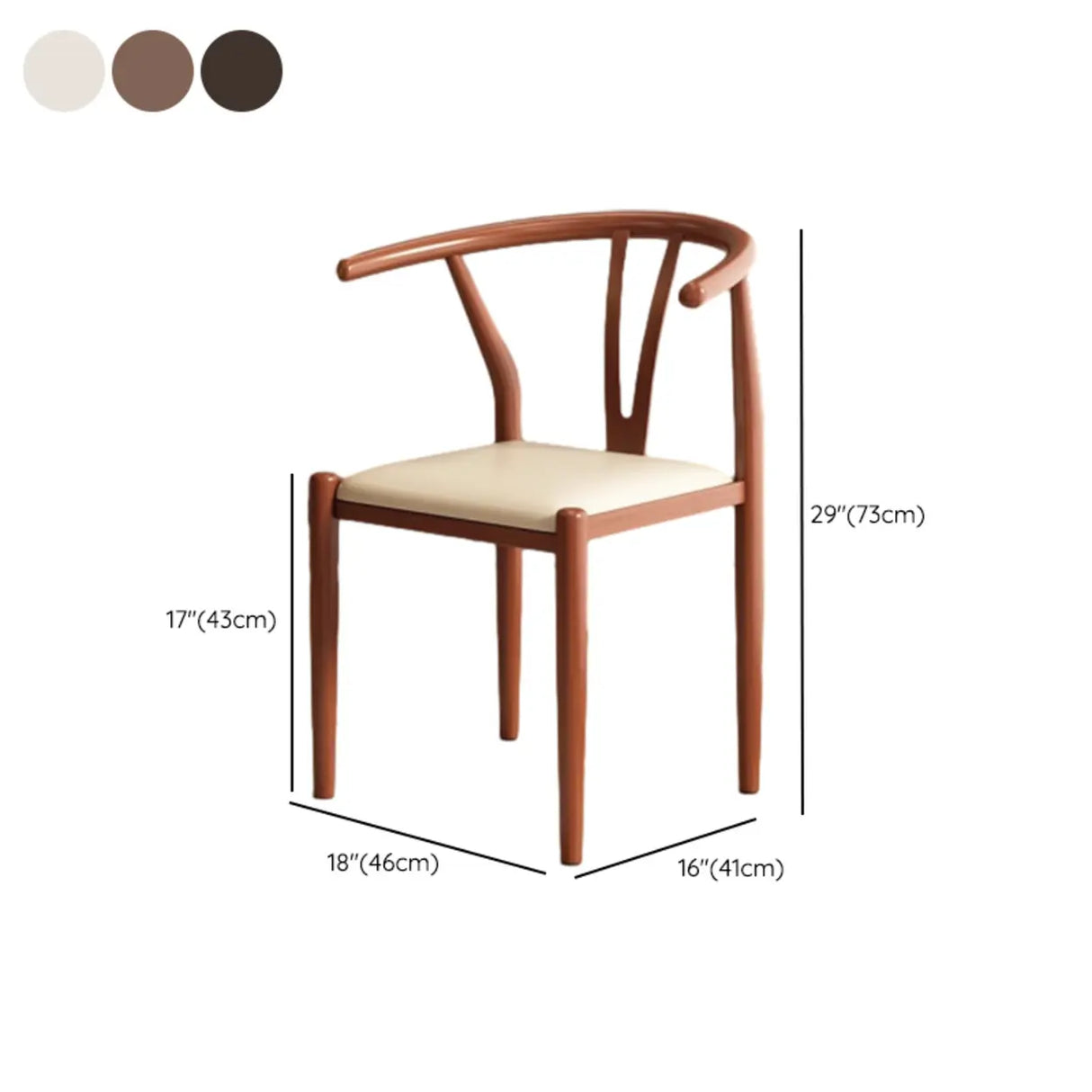 Armless Curved Open Back Wooden Dining Chair Coffee