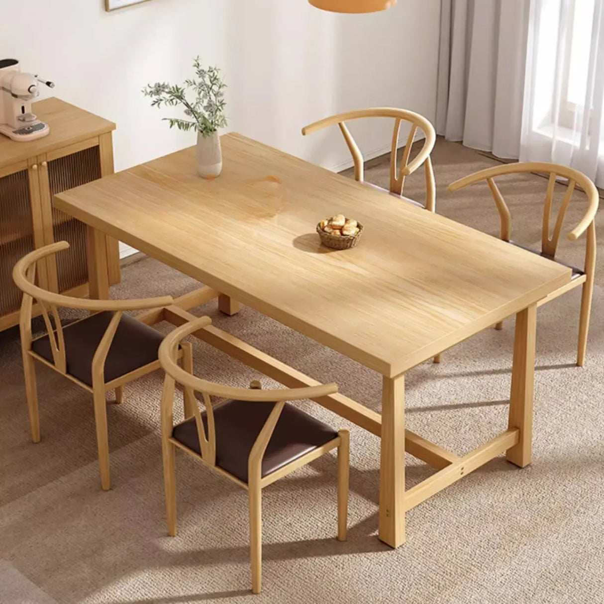 Armless Curved Open Back Wooden Dining Chair Coffee Image - 2