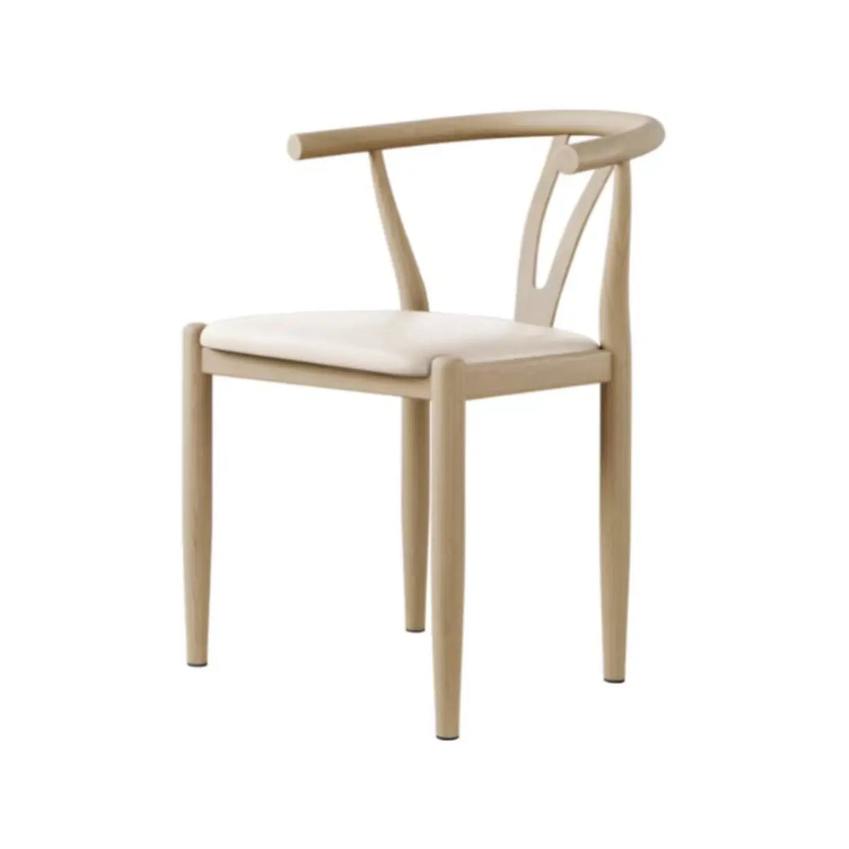Armless Curved Open Back Wooden Dining Chair Coffee Image - 6