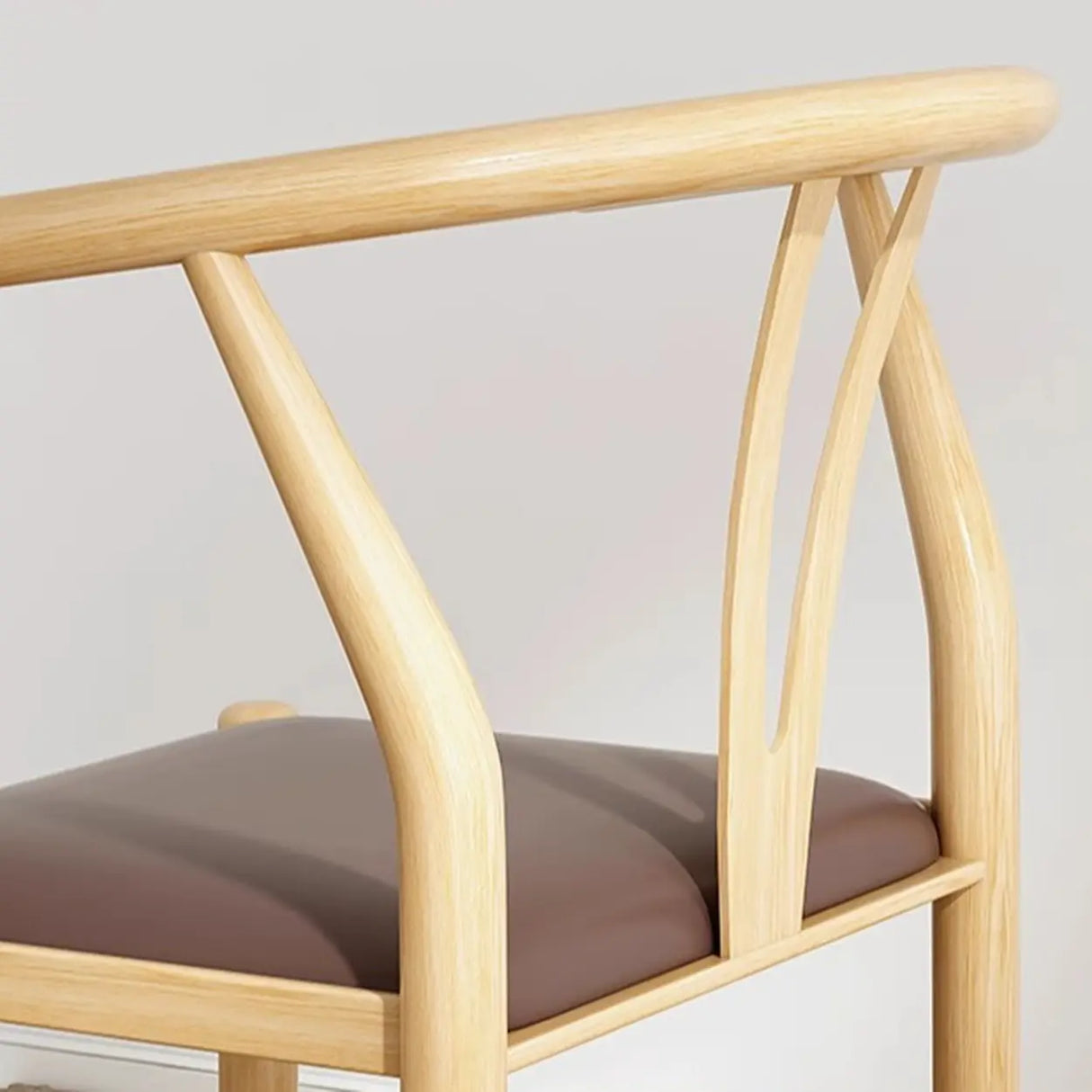 Armless Curved Open Back Wooden Dining Chair Coffee Image - 8