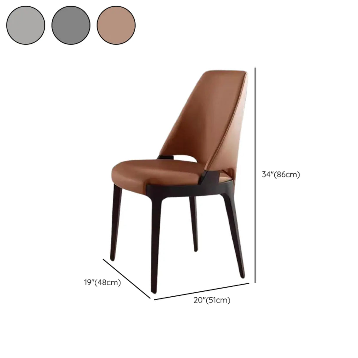 Armless Faux Leather High-Back Wood Dining Chair Grey