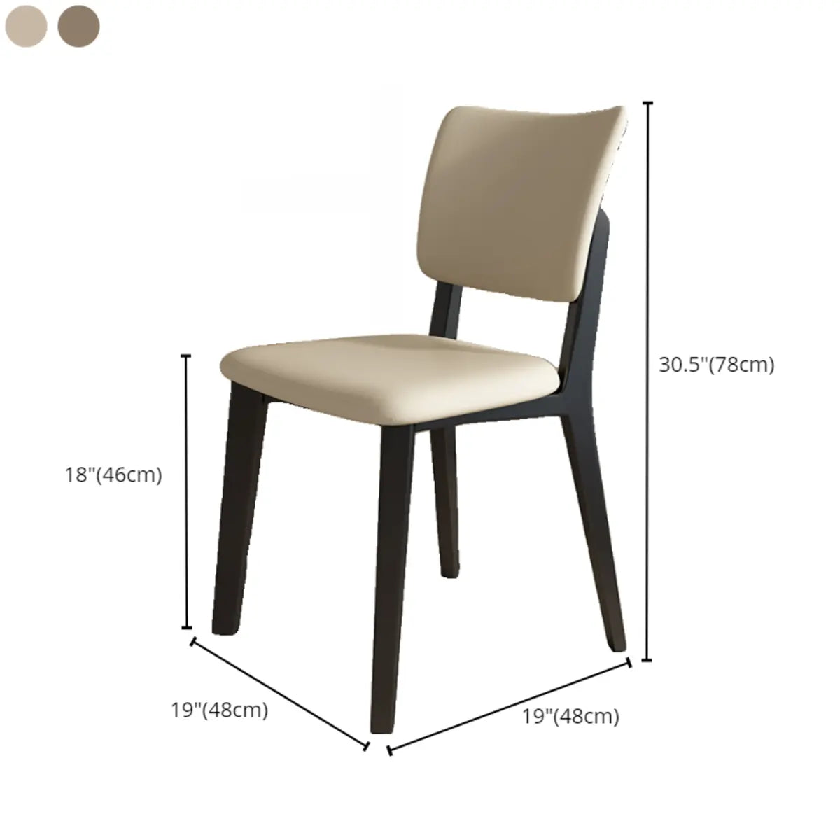 Armless Faux Leather Open Backrest Wood Dining Chair
