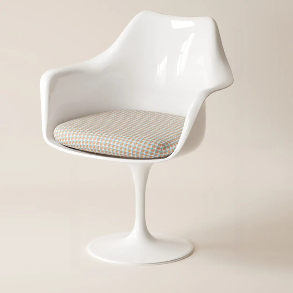 Armless Polyurethane Tulip White Metal Dining Chair Image - 10