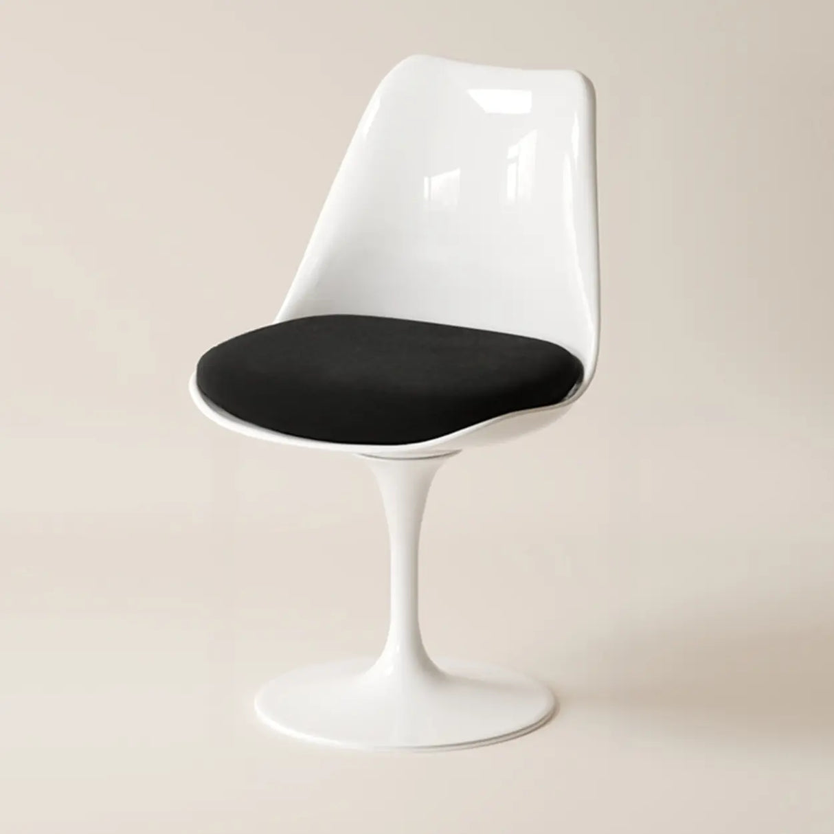 Armless Polyurethane Tulip White Metal Dining Chair Image - 11