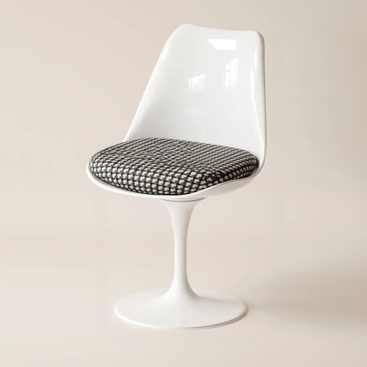 Armless Polyurethane Tulip White Metal Dining Chair Image - 13