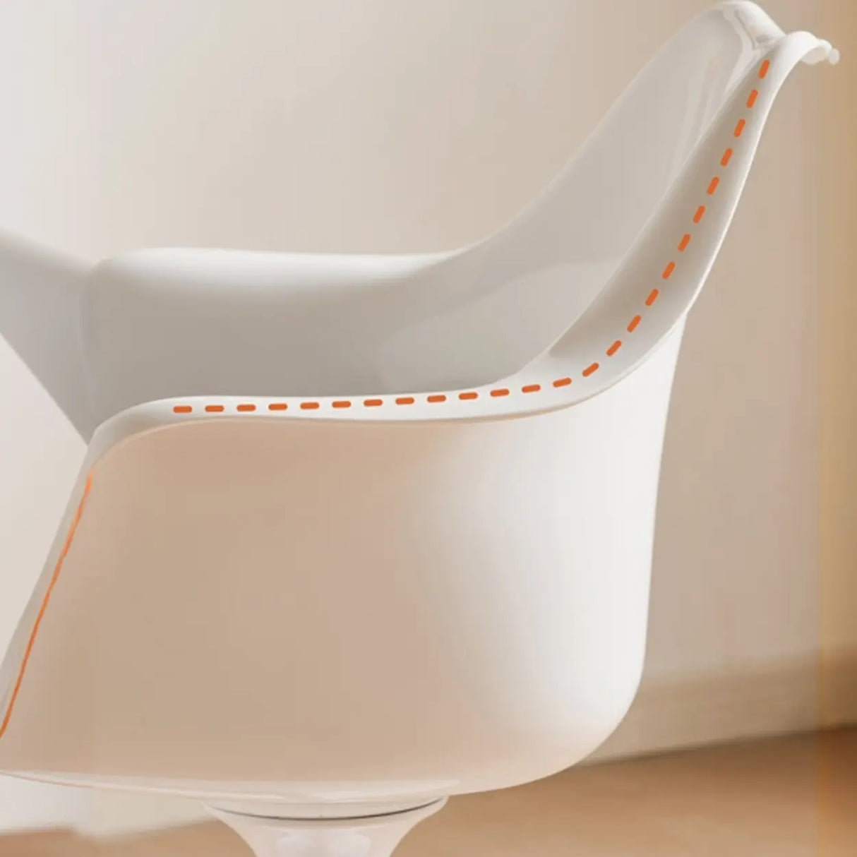 Armless Polyurethane Tulip White Metal Dining Chair Image - 14