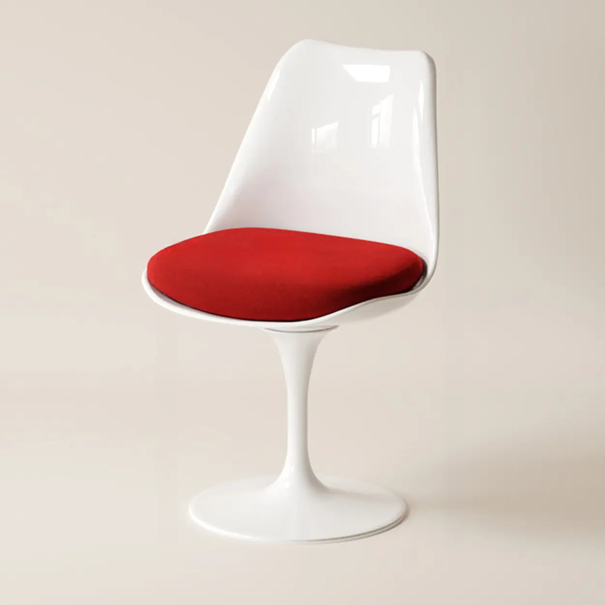 Armless Polyurethane Tulip White Metal Dining Chair Image - 15