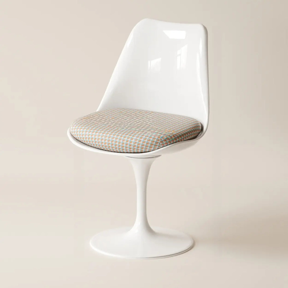 Armless Polyurethane Tulip White Metal Dining Chair Image - 19