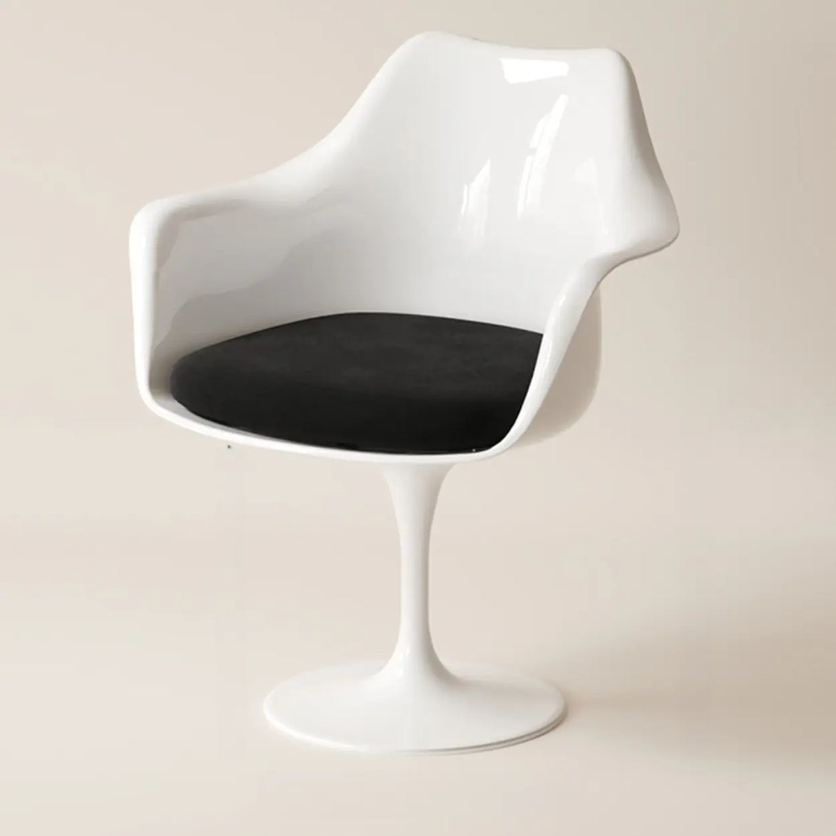 Armless Polyurethane Tulip White Metal Dining Chair Image - 2