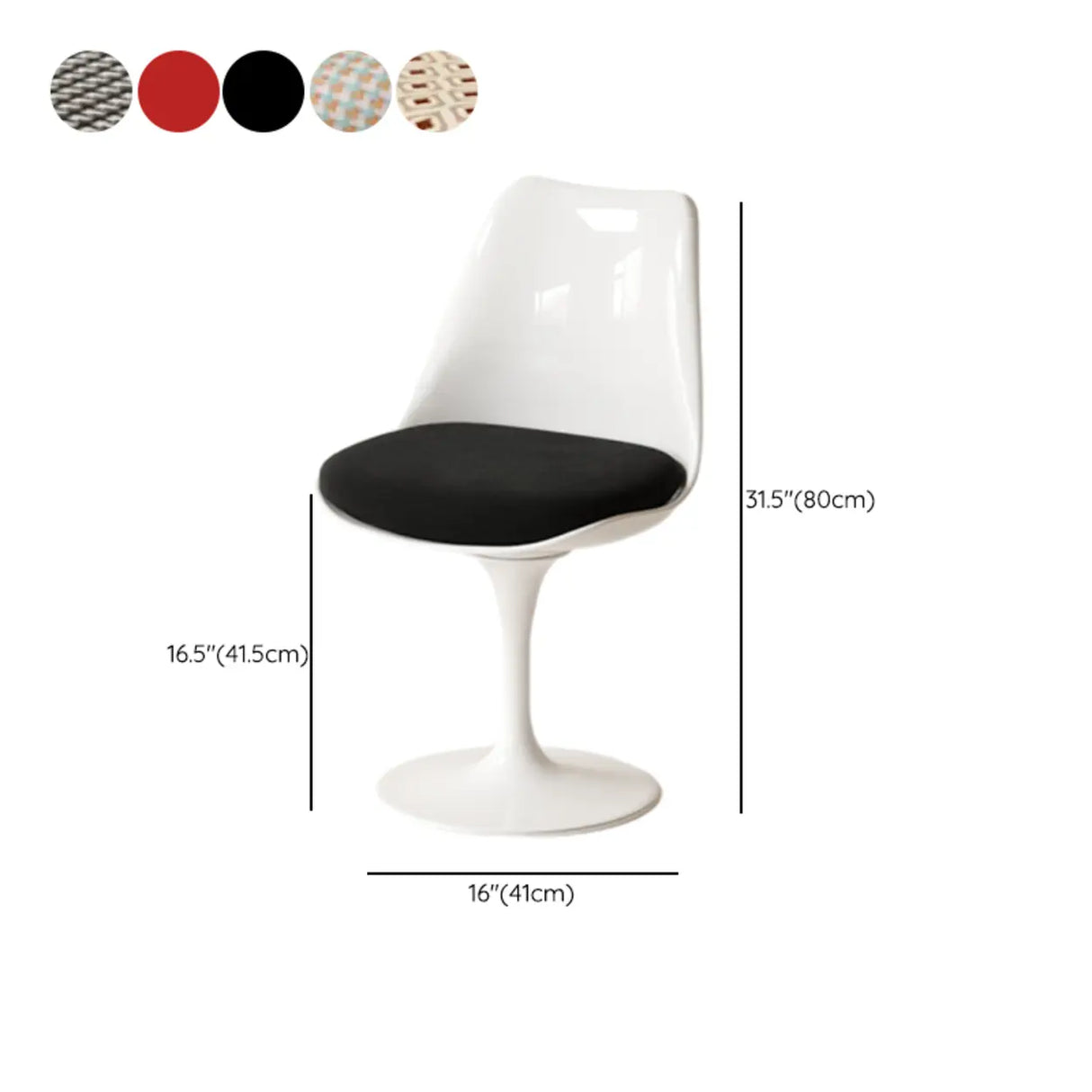 Armless Polyurethane Tulip White Metal Dining Chair Image - 21