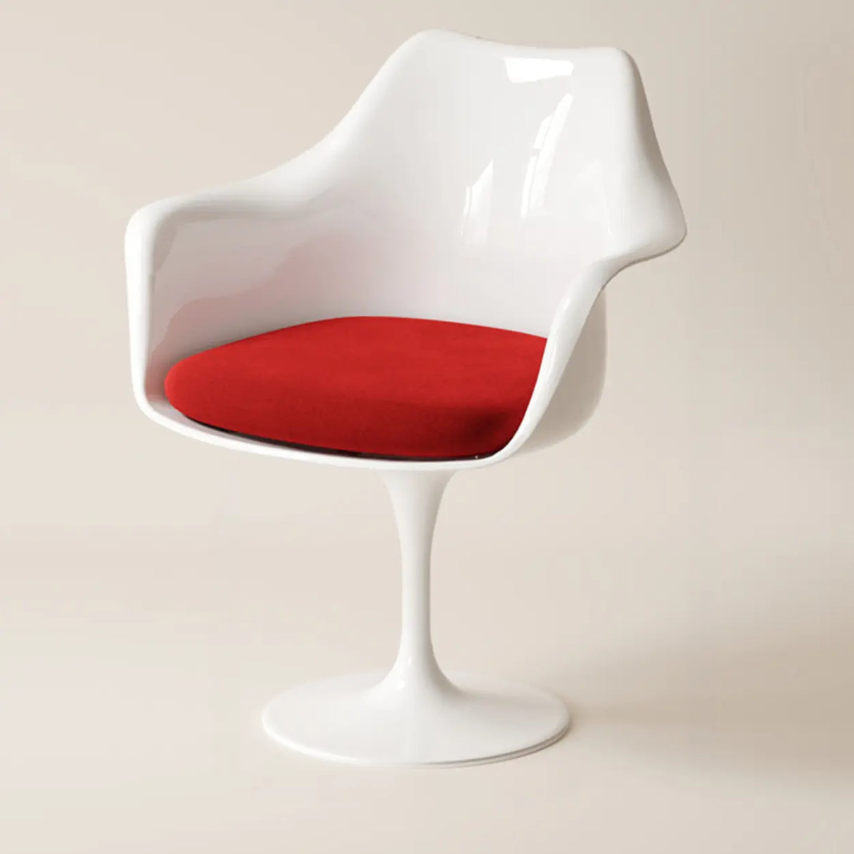 Armless Polyurethane Tulip White Metal Dining Chair Image - 5