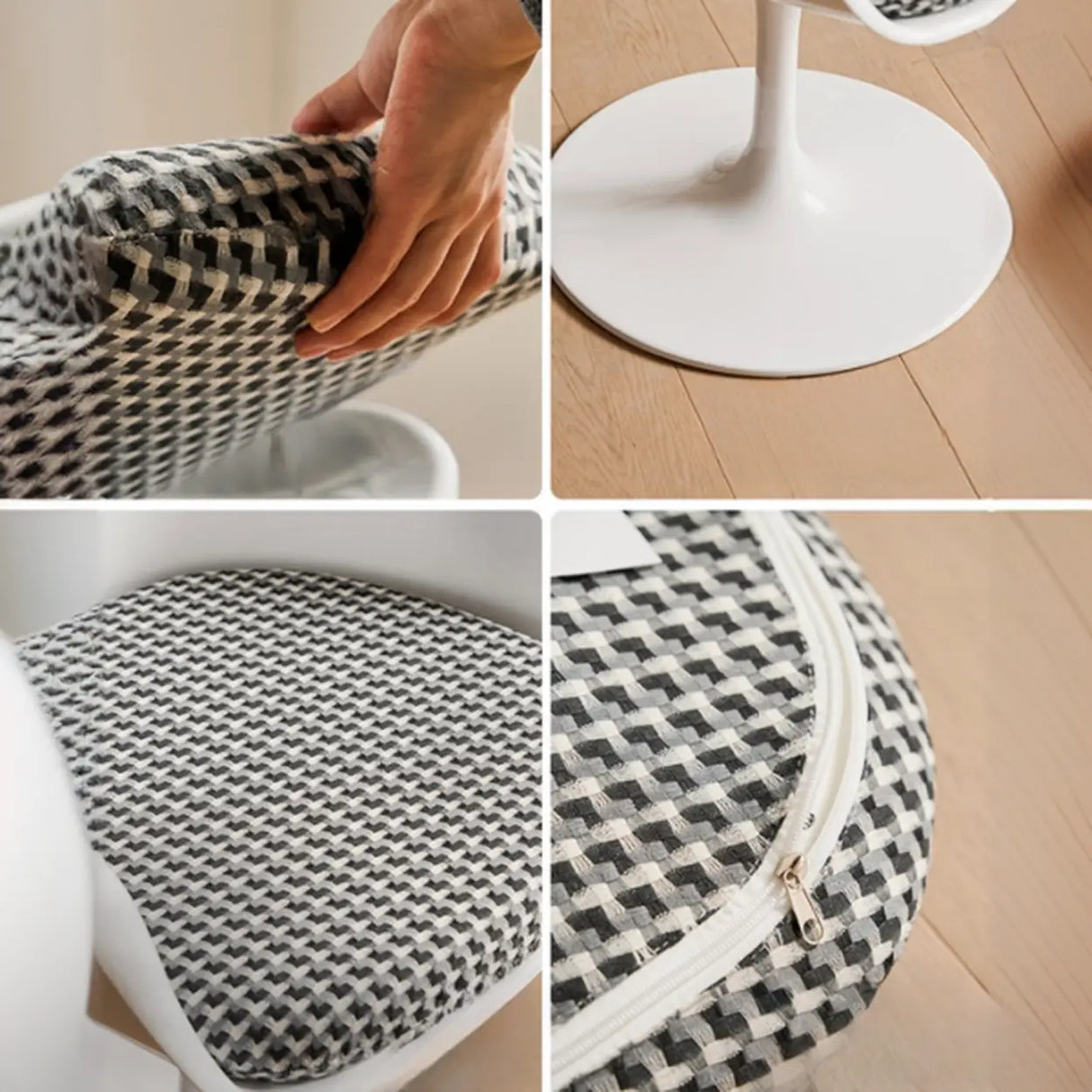 Armless Polyurethane Tulip White Metal Dining Chair Image - 9