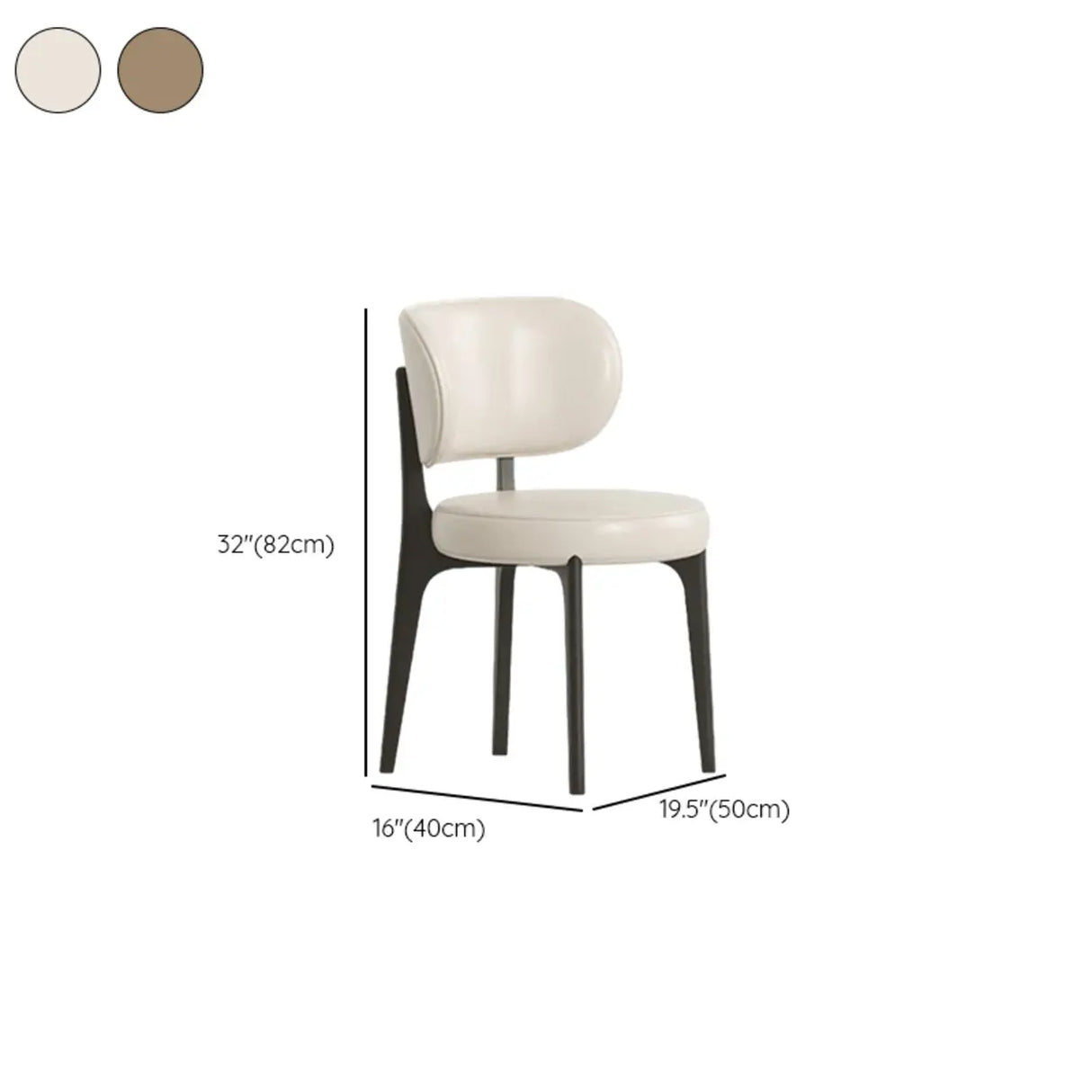 Armless Round Upholstered Back Wood Legs Dining Chair Image - 19