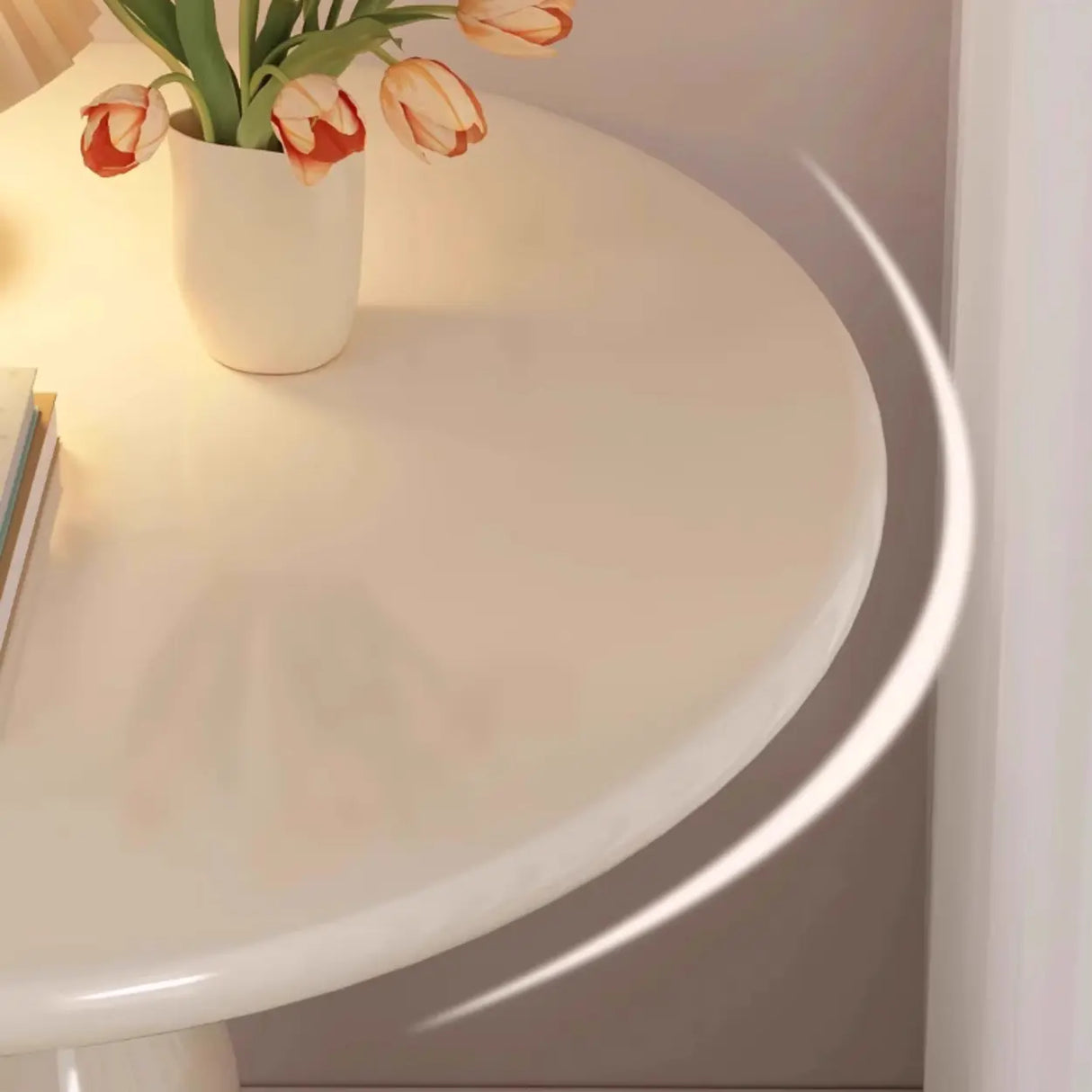 Art Deco Black Round Chairside Table with Pedestal Base Image - 4