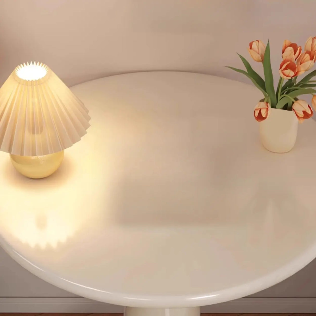 Art Deco Black Round Chairside Table with Pedestal Base Image - 6