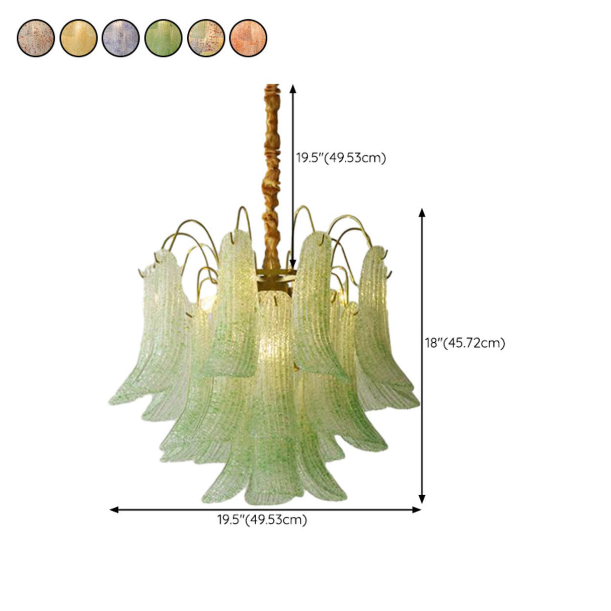 Art Deco Colorful 3 Tiers Glass Leaf Flower Chandelier