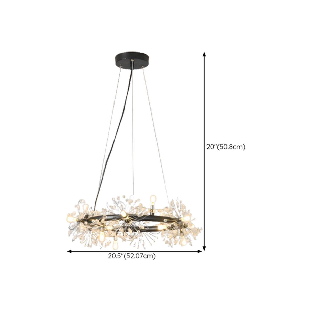 Art Deco Crystal Starburst Ring Chandelier Adjustable Height