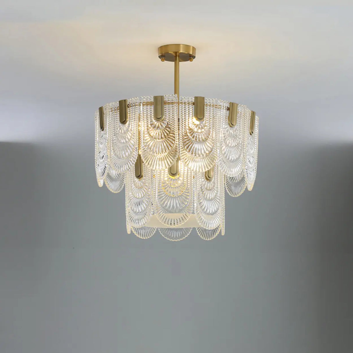 Art Deco Gold Luxury Snowflake Crystal Chandelier Image - 2