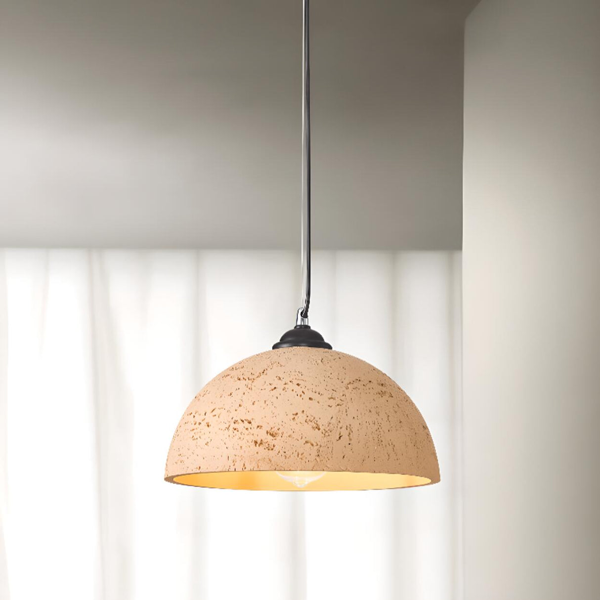 Art Deco Industrial Resin Dome Vaulted Pendant Light Image - 13