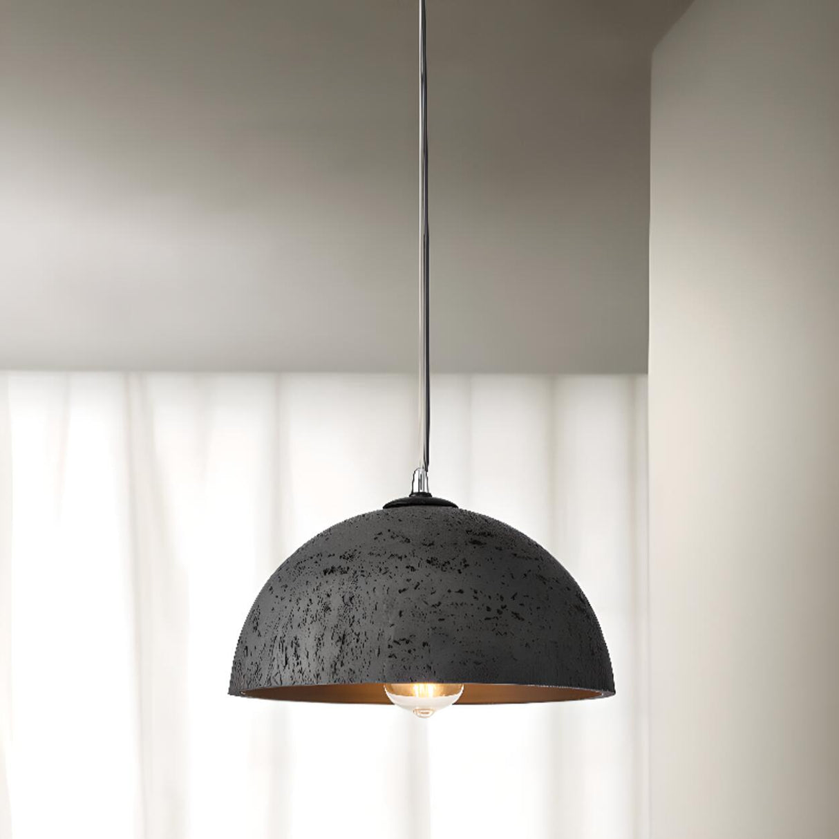 Art Deco Industrial Resin Dome Vaulted Pendant Light Image - 4