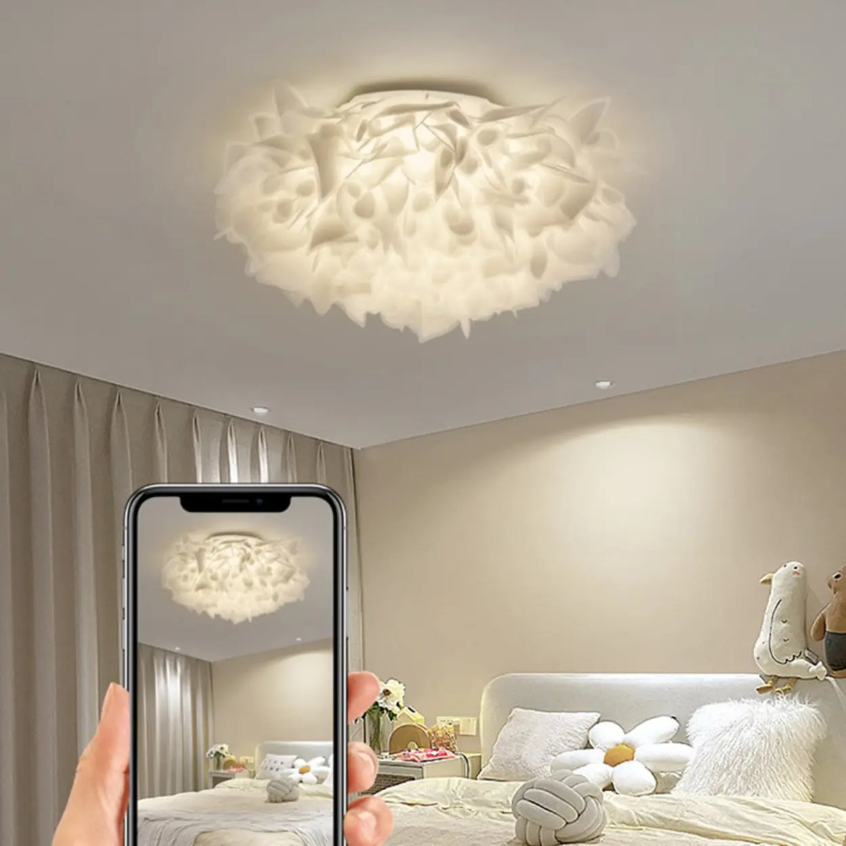 Bedroom Mini Art Deco White Flush Mount Ceiling Light Image - 11
