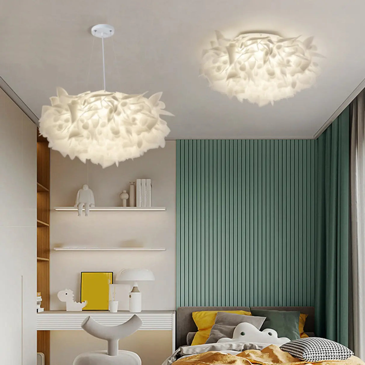 Bedroom Mini Art Deco White Flush Mount Ceiling Light Image - 5