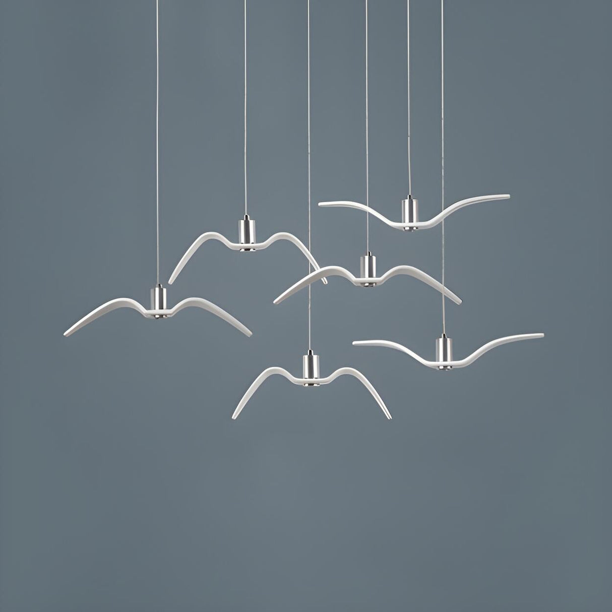 Art Deco Modern White Bird Seagull Round Pendant Light Image - 5