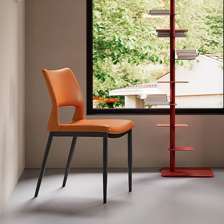 Art Deco Orange Armless Dining Chair with Airy Back Image - 1