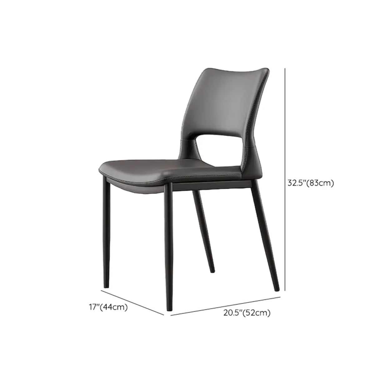 Art Deco Orange Armless Dining Chair with Airy Back