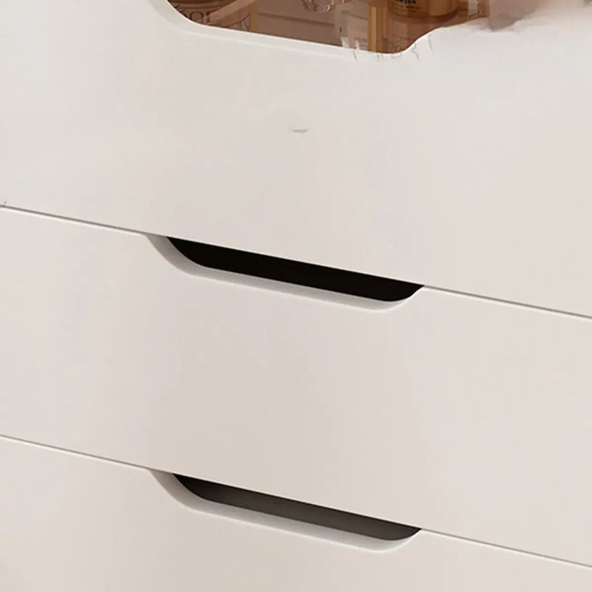 Art Deco Rectangle Wood Bedroom White Vanity with Seat Image - 8