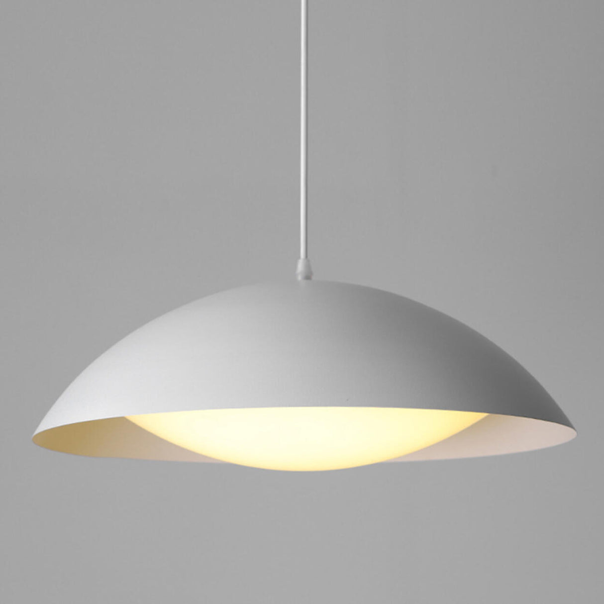 Art Deco White Acrylic Dome Metal Pendant Light Minimalist Image - 10