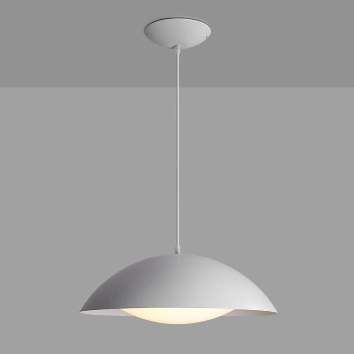 Art Deco White Acrylic Dome Metal Pendant Light Minimalist Image - 11