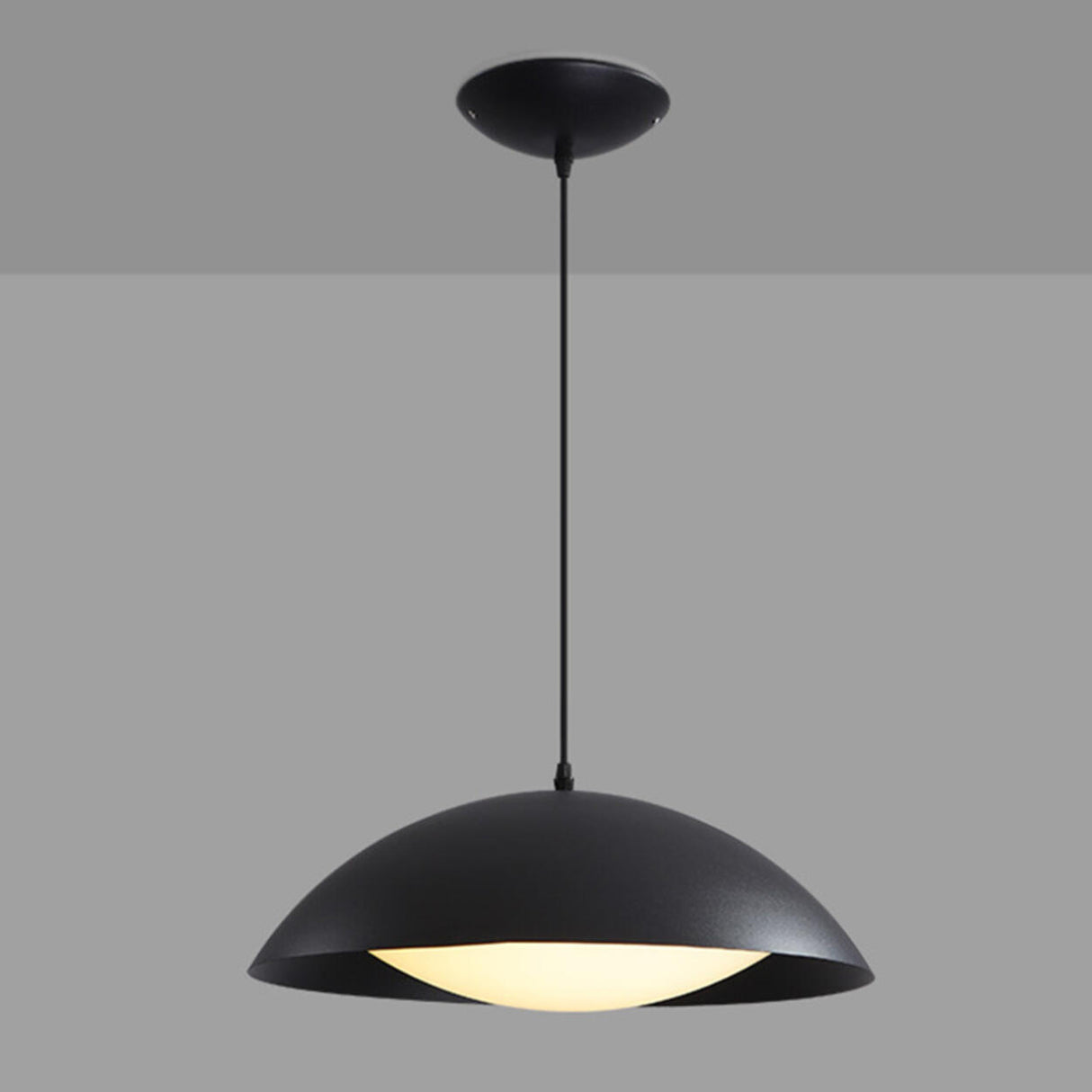 Art Deco White Acrylic Dome Metal Pendant Light Minimalist Image - 12