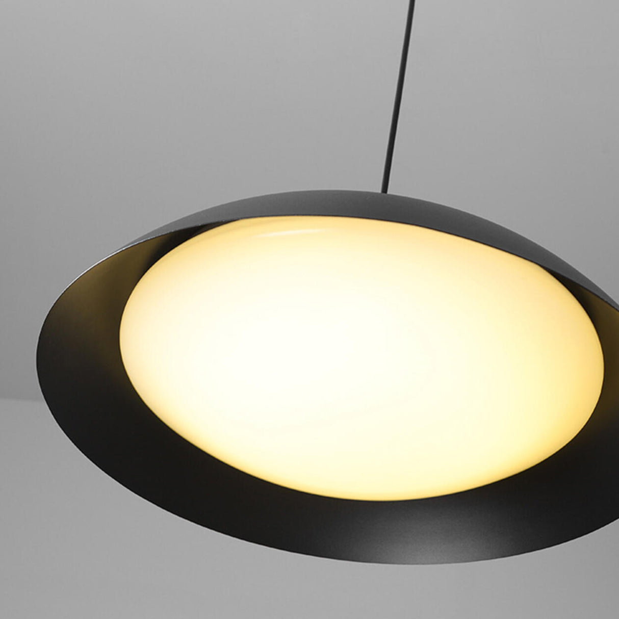 Art Deco White Acrylic Dome Metal Pendant Light Minimalist Image - 14